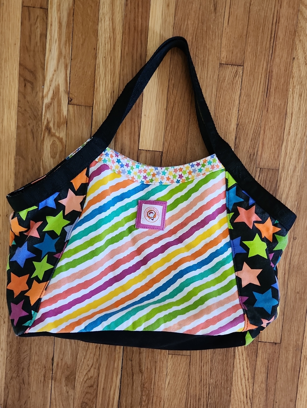 Little MissMatched Rainbow Stripe & Star Canvas Tote Bag - Multicolor